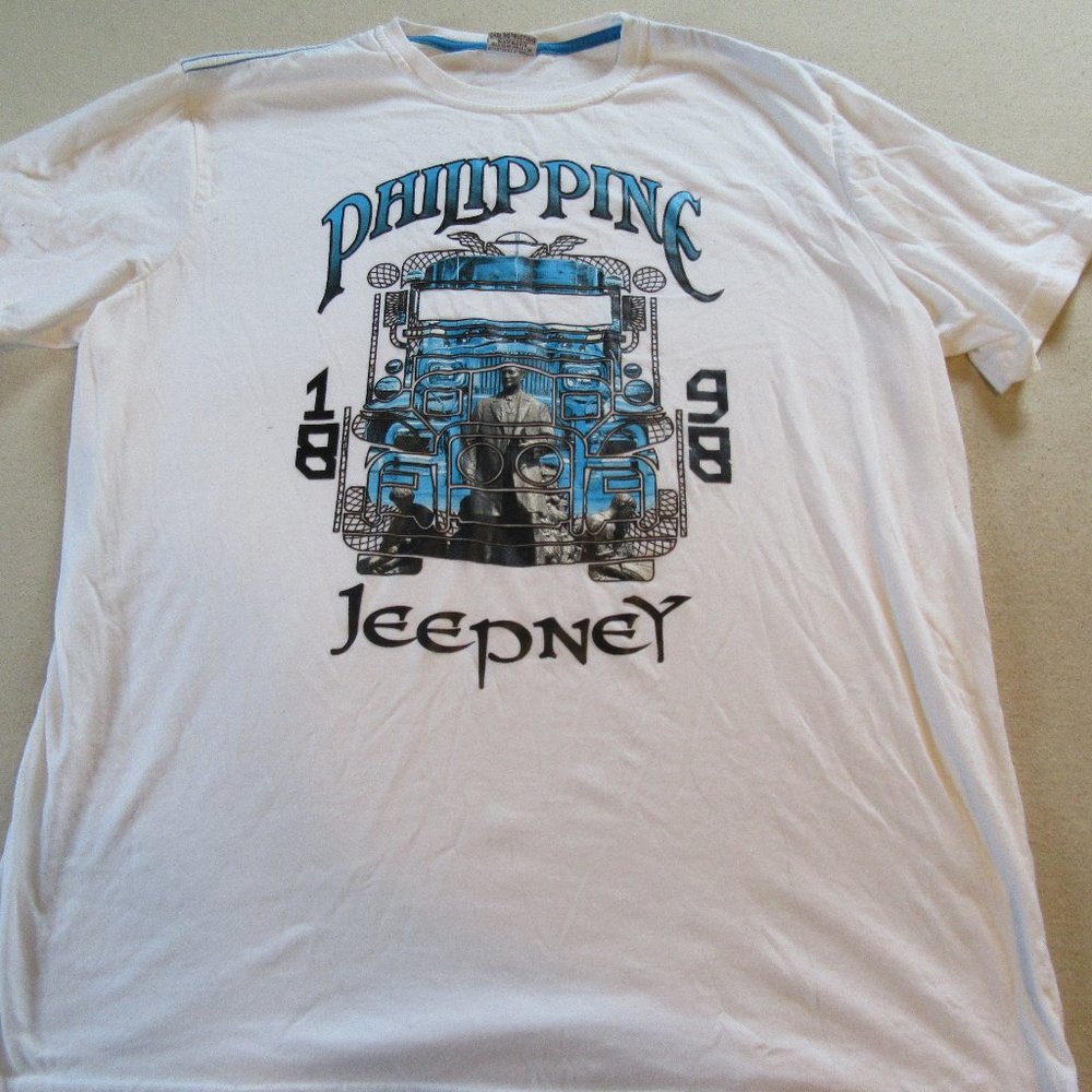 Mens Vtg Philippine Jeepney 1898 T Shirt Sz XL